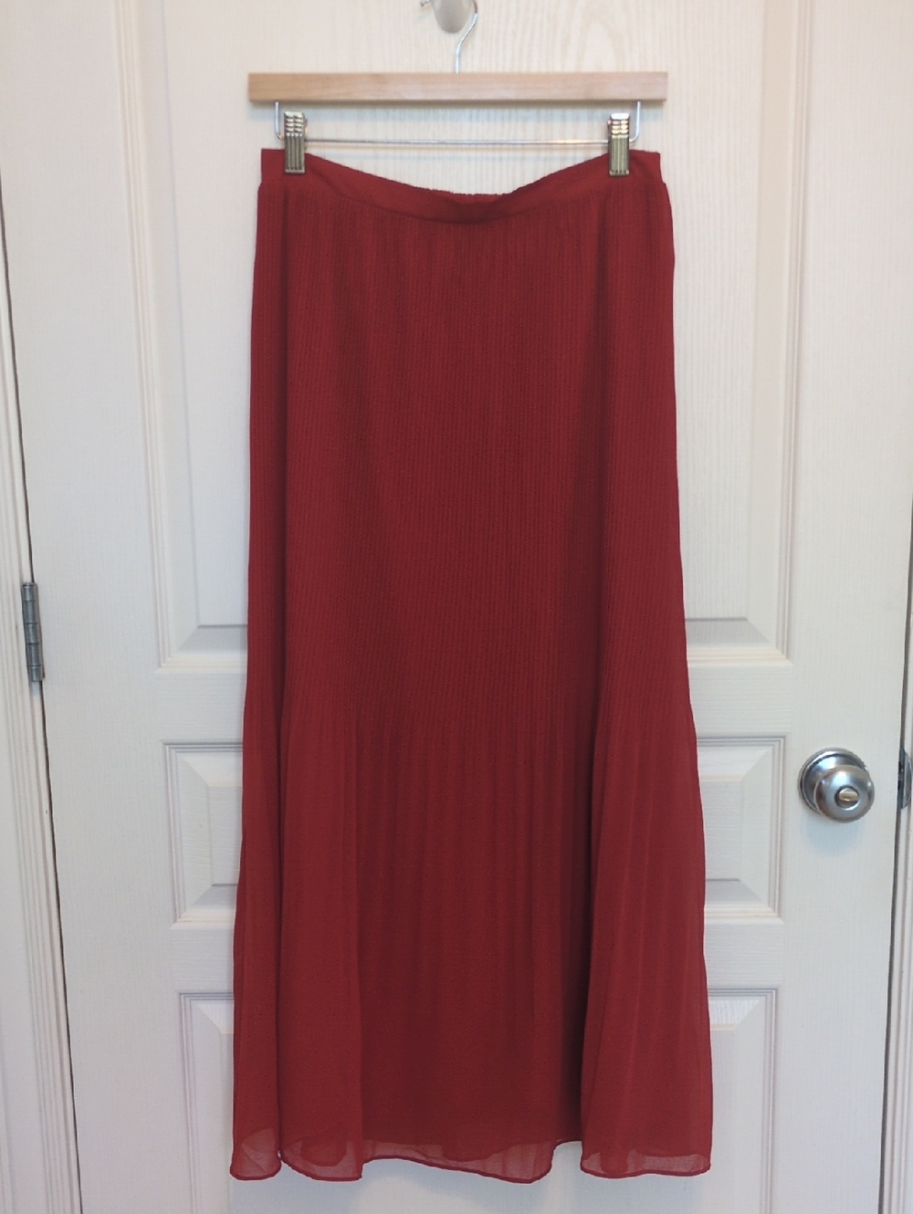 Daniel Rainn Rust Red Pleated Maxi Skirt